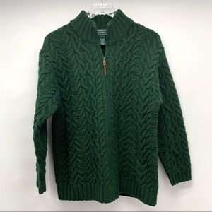 Exclusive Hand Knit Lauren Ralph Lauren 1/4 Zip Cable Knit Sweater Small